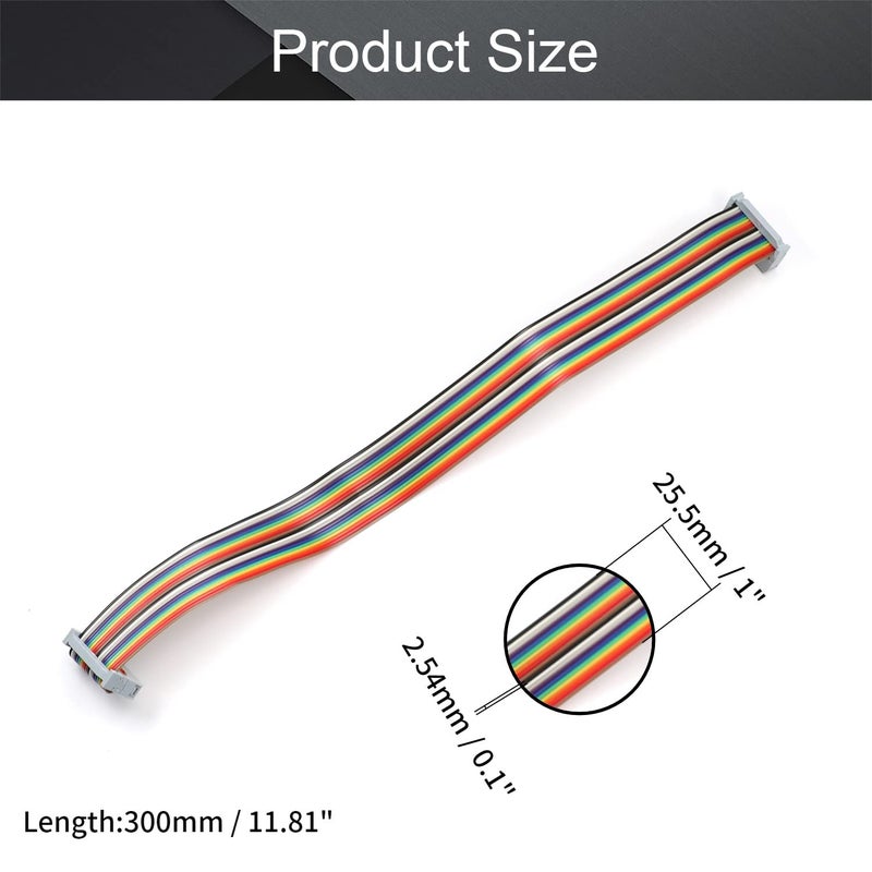 Fielect 2pcs IDC Rainbow Wire Flat Ribbon Cable 20 Pin 30cm Length 2.54mm Pitch - Image 2